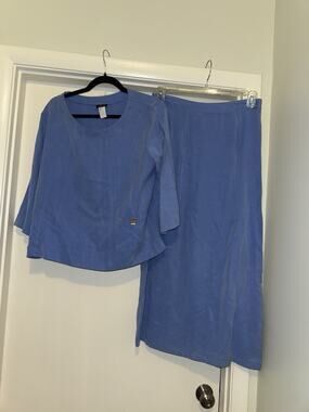 Comfy USA Women’s Lagenlook Two Piece Blue Set Lyocell Small